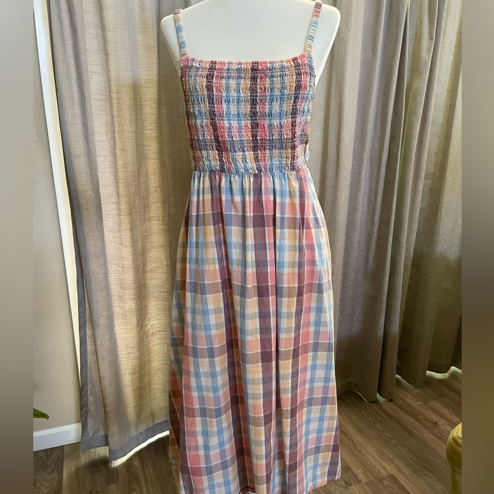 Multicolor Cotton Plaid Dress